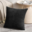 Fancy Homi 2 Packs Black Euro Decorative Throw Pillow Covers 28x28 Inch for Couch Bed Sofa, Rustic Farmhouse Boho Home Decor, Soft Corss Corduroy Patchwork Textured Square Cushion Case 71x71 cm by CozyNest Decor