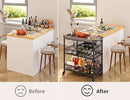 Gizoon Rolling Bar Cart, a Versatile Beverage Cart with a Removable Tray, 12-Bottle Wine Rack, and Glass Holder, The Bar Cart is Perfect for Kitchen, Dining Room, or Outdoor Use (Gray) by CozyNest Decor