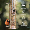 MIXXIDEA Metal Tube Bird Feeders for Outdoors - 6 Ports Hanging Feeder Attracts Wild Birds in Your Lawn, Garden, Balcony - Antique Copper - 1 Pack by CozyNest Decor