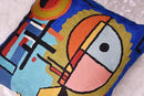 Kandinsky Upwards Abstract Pillow Cover Blue Decorative Throw Pillowcase Modern Chair Cushion Contemporary Accent Pillowsham Couch Handembroidered Wool Size 18x18 by CozyNest Decor