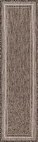 Unique Loom Outdoor Border Collection Area Rug - Soft Border (2' 7" x 10' Runner Brown/Ivory) by GreenHaven Gardens
