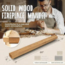 60x8x3 Fireplace Mantel - Handcrafted Hollow Rustic Solid Wood Wall Mounted Floating Shelf with Invisible Heavy Duty Wood Bracket (Natural Wood) by CozyNest Decor