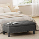 Furniliving Ottoman Bench with Storage, Folding Storage Ottoman Bench with Wood Legs, Upholstered Bedroom Bench with Button-Tufted, Entryway Bench Storage Bench for Bedroom, Linen (Darkgrey) by CozyNest Decor