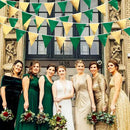 Green Gold Party Decorations Metallic Fabric Triangle Pennant Banner Flag Bunting Garland for Graduations Birthday Retirement Wedding Baby Shower Spring Summer Master Golf Theme Outdoor Party Supplies by GreenHaven Gardens