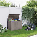 46 Gallon Outdoor Deck Box,Storage Lockable Waterproof Patio Furniture,Garden Tools,Cushions,Pool Accessories Outside Storage Resin Box(Light Brown) by CozyNest Decor