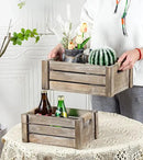 TIMRIS Set of 3 Rustic Wood Nesting Crates, Farmhouse Wooden Storage Container Boxes with Cutout Handles, Decorative Wooden Baskets for Display (Rustic Gray) by CozyNest Decor