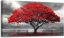 AJAZIKO Red Wall Art - Modern Framed Wall Art for Living Room - Red Tree Black and White Landscape Canvas Prints Posters & Prints for Home Office Bedroom Decorations - Large Wall Pictures 24×48IN by CozyNest Decor