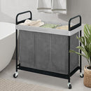 STO STO Laundry Hamper 3 Section, 120L Rolling Laundry Sorter Cart with Removable and Washable Liner Bag, Rolling Clothes Hamper with Metal Handle for Laundry Room and Bedroom, Gray by CozyNest Decor