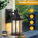 VIANIS Dusk to Dawn Motion Sensor Outdoor Porch Lights, Modern Black Exterior Porch Light Fixtures Wall Mount, Anti-Rust Aluminum Waterproof Wall Lantern With Tempered Ripple Glass For Garage Entryway by GreenHaven Gardens