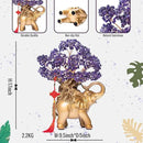 Amethyst Crystal Money Tree on Gold Elephant Statue, 17”Large Gemstone Bonsai Tree of Life Home Décor Gifts for Wealth Positive Energy, Feng Shui Décor by GreenHaven Gardens