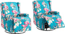 UIXE Swivel Rocker Manual Recliner Chairs Set of 2, Wingback Swivel Glider Fabric Nursery Reclining Sofa Chair, High Back Upholstered Arm Chair for Living Room Bedroom - Peacock Blue by CozyNest Decor