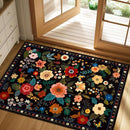 Floral 2x3 Area Rug Machine Washable Soft Print Boho Carpet Non Slip Doormat Low Pile Flower Area Rugs for Living Room Bedroom Nursery Kitchen Dining Room Indoor-Black by TinyTreasures Baby Boutique