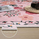 Round Rug 4ft Washable Circle Rug Non Slip Low Pile Boho Floral Small Circular Rug for Bedroom, Bathroom, Entryway, Kids Room, Office, College Dorm(Pink) by CozyNest Decor