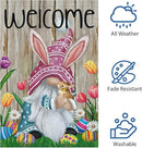 Welcome Easter Gnome Garden Flag 12x18 Double Sided Burlap, Funny Bunny Floral Small Yard Flag Banner for Holiday Farmhouse Outdoor Decor (ONLY FLAG) by CozyNest Decor
