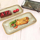 Ceramic Dinner Plates Dish Set, Set of 4, Microwave Oven and Dishwasher Safe,Scratch Resistant, Dinnerware Kitchen Porcelain Serving Dishes Brown glaze change, 12.4 Inch Rectangle plate by CozyNest Decor