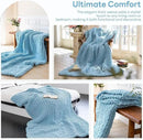 Chunky Knit Blanket - Luxury Soft Cozy 40 * 50 Throw Blanket,100% Woven Blanket Rope Knot Throw Blanket for Couch, Sofa, Home Decor, Gift - Machine Washable（Light Blue） by CozyNest Decor