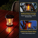 Glass Solar Lantern Outdoor Lights Waterproof, Flickering Flame Solar Lights with Modular Design, Auto On/Off Decorative Hanging Lanterns for Patio Garden Pathway Camping Deck Yard (2 Pack) by GreenHaven Gardens