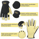 HLDD HANDLANDY Mens Leather Gardening Gloves, Utility Work Gloves for Gardening, Yardwork, Construction, Mechanics by GreenHaven Gardens