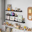 Solid Ash Wood Picture Ledge Shelf, Floating Shelves Set of 2, 56 Inch Long Large Ledge Shelves, Nursery Book Shelves Wall Mounted for Living Room Bedroom Kitchen Decor Kids Bookshelf, Black by TinyTreasures Baby Boutique