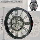 27 Inch Moving Gear Wall Clock, Oversized Wall Clocks, Clock Living Room Decor, Solid Wood Frame, Battery Operated, Large Wall Clock with Steampunk Industrial for Fireplace(Black) by CozyNest Decor