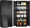 SISESOL Black Storage Cabinet,71" Tall Pantry Cabinet,Kitchen Pantry Storage Cabinets with 2 Doors and 6 Shelves,Wide Deep Metal Food Cupboard for Home,Kitchen,Dining/Living Room by CozyNest Decor