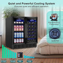 30'' Wine and Beverage Refrigerator, Upgrade Dual Zone Wine Cooler, 30 Inch Wine beverage Fridge Built in or Freestanding Under Counter Large Capacity Glass Door Advanced Cooling System,Black by CozyNest Decor