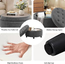 COLAMY Fabric Round Storage Ottoman with Reversible Tray Lid – Multi-Functional Footrest, Hidden Storage, Sturdy & Stylish Small Coffee Table for Living Room, Bedroom, or Entryway(Dark Grey)