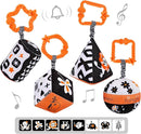 TUMAMA High Contrast Shapes Sets Baby Toys, Black and White Stroller Toy for Car Seat Baby Plush Rattles Rings Hanging Toy for 0 3 6 9 to 12 Months, Newborn,Toddlers,Infants (4 Packs) by TinyTreasures Baby Boutique