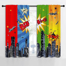 Superhero Rod Pocket Blackout Curtains for Boy Girl Bedroom, City War Explosion Comics Art Thermal Insulated Home Window Drapes for Living Room Darkening, 42x45 inch by TinyTreasures Baby Boutique