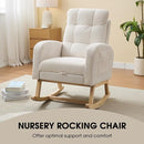 NIOIIKIT Nursery Rocking Chair, Corduroy Upholstered Rocking Chair with Adjustable Footrest, Tufted Rocker Chair with Side Pocket, Glider Rocker for Living Room, Bedroom (Cream Retro) by TinyTreasures Baby Boutique