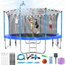 Upgraded 16FT 15FT 14FT 12FT 10FT 8FT Trampoline Outdoor with Basketball Hoop and Net, Capacity for 4-6 Kids and Adults by TinyTreasures Baby Boutique