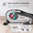 Sunny Health & Fitness 2-in-1 Sit/Stand Mini Elliptical Machine, Portable Under Desk Peddler Exerciser for Senior Home Workout, Optional Free Sunnyfit App Bluetooth Link, Handlebars or Resistance Band