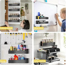 Magnetic Spice Rack Organizer for Fridge Seasoning Organizer for Kitchen storage with Screw or Adhesive Hanging,Magnetic Shelf with Hook for Refrigerator and Oven (Black, 5pack) by CozyNest Decor