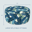 LVTXIII Indoor/Outdoor Inflatable Ottoman, D31 x H14 Inch Large Round Ottoman, All Weather Foot Rest Stool, Portable Footrest for Patio, Garden, Camping and Home - Swaying Palms Blue by CozyNest Decor