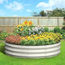 4x4x1 FT Galvanized Raised Garden Bed, Large Round Raised Garden Beds Outdoor Raised Planter Box, Raised Beds for Gardening Vegetables Flower Herb(Pearl White) by GreenHaven Gardens