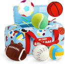 Vanmor Sensory Sports Balls for Babies 6-12M+, 6 Pack Machine Washable Plush Ball Set with Crinkle, Rattles, Squeaky Sounds, Toddler Learning Toys, Portable Travel Bag, Baby Shower Toy for Newborn by TinyTreasures Baby Boutique