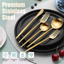 Matte Gold Silverware Set for 6,Modern Stainless Steel Brushed Cutlery Set,30-Pieces Heavy Duty Flatware Set,Knives Spoons and Forks Set Utensils Set,Satin Finish,Dishwasher Safe by CozyNest Decor