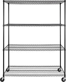 Seville Classics UltraDurable Heavy Duty NSF Solid Steel Wire Rack Storage Unit, Organizer for Garage, Warehouse, Office, Restaurant, Classroom, Kitchen, Black, 4-Tier Shelving, 60" W x 24" D by CozyNest Decor