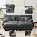 Loveseat Modular Sectional Sofa, U Shaped Couch with Ottoman, Cloud Couch Sectional Couch Home Sofa Living Room Oversized Couch Deep Seat Couch with Round Bolster Armrests 4 Pillows(Gray) by CozyNest Decor