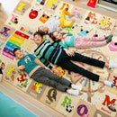 6x9 Playroom Rugs for Kids Washable, Educational and Fun Playmat with ABC Alphabet Animals Shapes Colors, Non-Slip Play Mat Learning Rugs for Baby Toddler Children Game Activity，Beige, Pink by CozyNest Decor