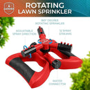 Joeys Sprinkler for Yard, Rotating Garden Sprinkler for Large Area Coverage, Lawn and Yard Sprinklers (Red) by GreenHaven Gardens