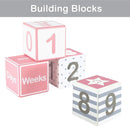 I'm Solid Wood Monthly Weekly Yearly Milestone Age Blocks, Newborn Gifts & Keepsakes for Picture Props (4 Pcs/Pink) by TinyTreasures Baby Boutique