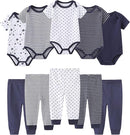 Baby Bodysuit and Pant Set 10-pcs Cotton Soft Newborn Boy Girl Clothes Outfits by TinyTreasures Baby Boutique