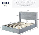 Allewie Full Size Lift Up Storage Bed, Modern Wingback Headboard, Hydraulic Support, No Box Spring Needed, Grey Blue by CozyNest Decor