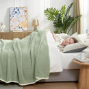 Snuggle Sac Sage Green Waffle Bedding Blankets Queen Size 90x90 inches, Reversible Microfiber Fluffy Fuzzy Soft Throw Cozy Knit Blanket for Women Mothers Birthday Gifts by CozyNest Decor
