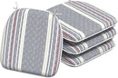 Indoor/Outdoor Chair Cushions 16x17 Inch, Patio Chair Cushions with Ties, All Weather Seat Cushions for Patio Furniture Home Garden Chair Use, Set of 4, Stripe Denim Blue by GreenHaven Gardens
