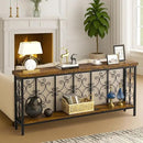 ikkle 70.9" Extra Long Console Table, Industrial Narrow Sofa Table Behind Couch with 2 Tier Storage Shelf, Entryway Hallway Accent Table for Living Room, Foyer, Rustic Brown by CozyNest Decor