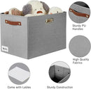 3-Pack Foldable Fabric Storage Bins with Durable PU & Metal Handles, Collapsible Storage Baskets for Shelves, Home Storage, Closet Organizers, Living Room(17"x11.8"x11.8", Grey) by CozyNest Decor