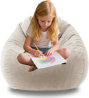 ENBAOHUI 3FT Memory Foam Bean Bag Chairs for Teens or Kids with Filling Bean Bag Sofa with Handle Super Soft Washable Corduroy Fabric Lazy Sofa 3 Foot Beige by TinyTreasures Baby Boutique
