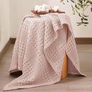 PHF 100% Cotton Waffle Weave Throw Blanket, Soft Lightweight Breathable Cozy Summer Throws for Couch Bed Sofa, Luxury Aesthetic Woven Blanket for Home Decor & Office, 50"x60", Pink/Mauve by CozyNest Decor